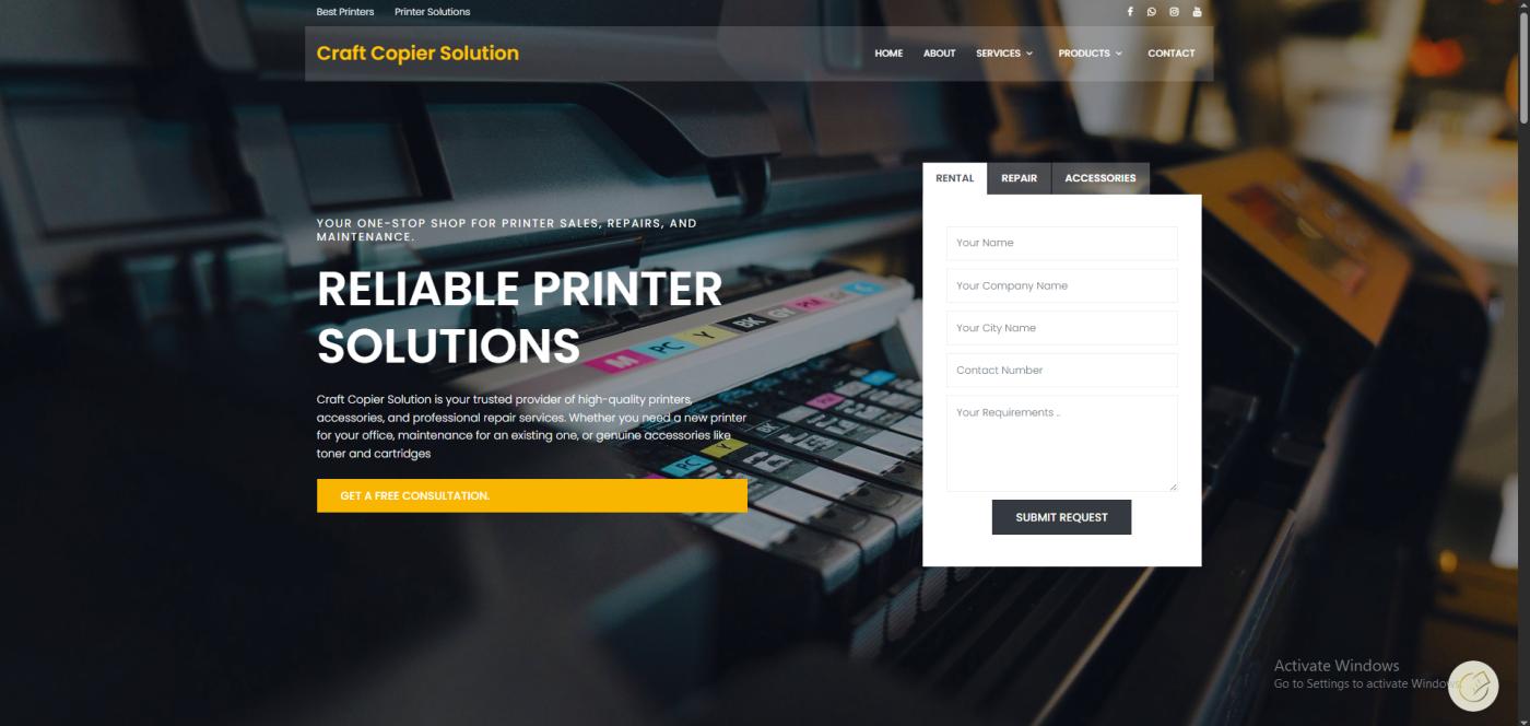 Craft Copier Solution Website — project screenshot by Jabir Faisal