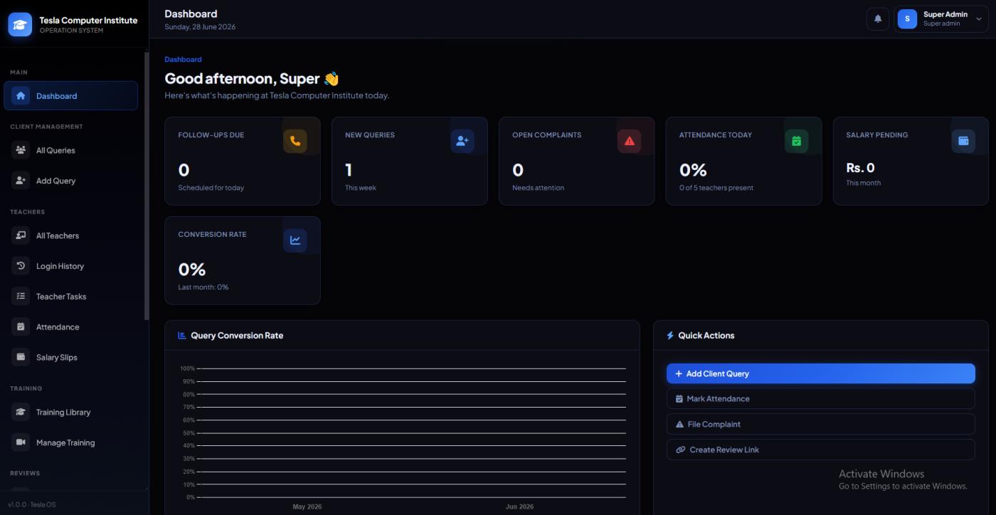 Tesla Computer Institute Operation System Software — project screenshot by Jabir Faisal